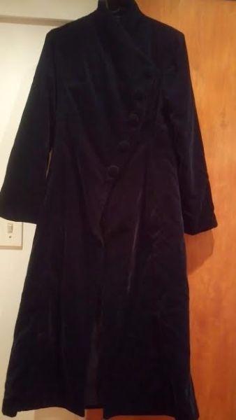 Navy Blue Velvet fitted coat for sale