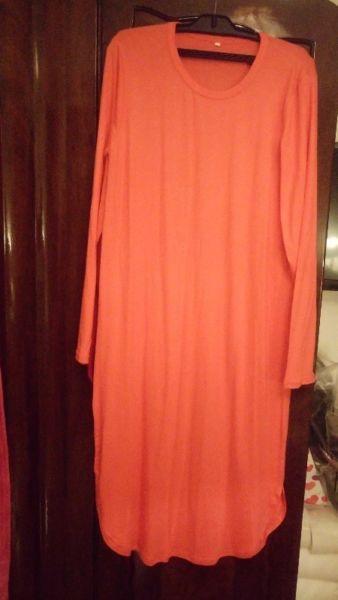 Long Coral Viscose Lycra top with long sleeves for sale