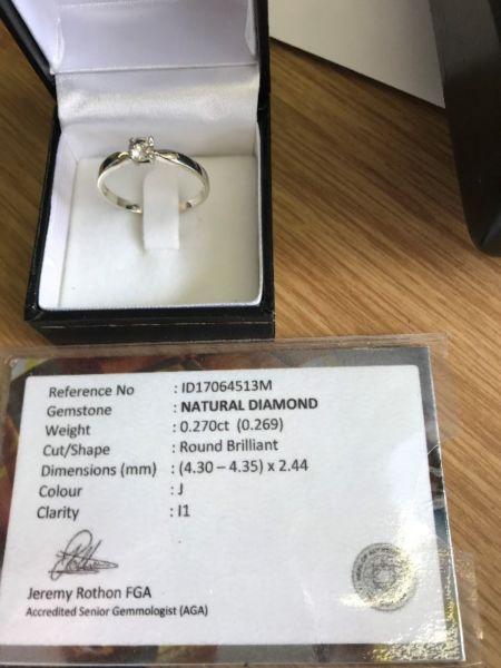 DIAMOND .27CT SET IN 9CT WHITE GOLD