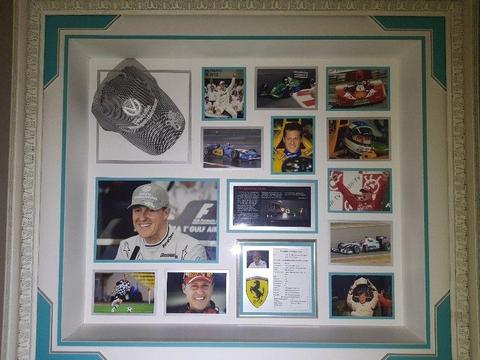 Michael Schumacher signed and framed cap sports memorabilia