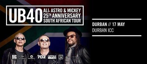 2 Tickets to UB40 Concert @ Durban ICC on 17th May 2018