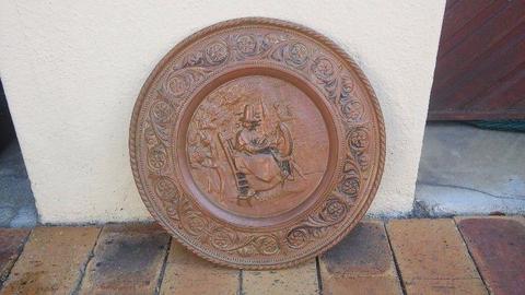 copper wall plate and porcelain plate ornament