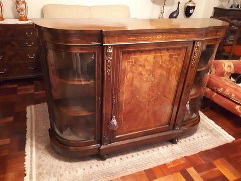 Antique Victorian Inlaid Burr Walnut Cabinet