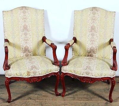 COMFORTABLE Pair of Antique Large Mahogany High-back Armchairs - R6000