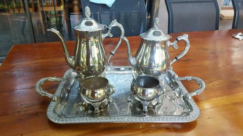 Silver plated tea set & Rose buds