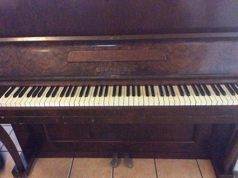 Hemprich & Co Luckenwalde upright piano and antique stool