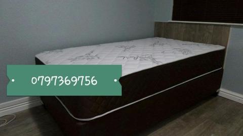 120kg double bed brand new plastic wrapped high base and mattress contact 0797369756