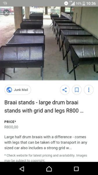 Large half Drum braai stand