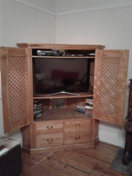 Beautiful Satinwood Corner TV cabinet