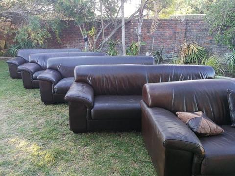 Pre-Loved Beautiful Coricraft Bobby Leather Couches, 2 and 3 Piece Lounge Suites in Sunset Beach