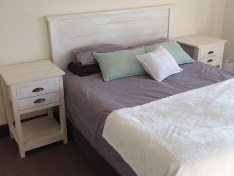 Rustic Headboard and bedside stand combo