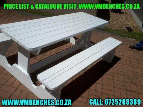 TABLES-CHAIRS,, TABLES--BENCHES,,, FULL PRICE LIST and CATALOGUE visit --- WWW.VMBENCHES.CO.ZA