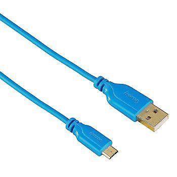 HAMA - USB CABLE - MICRO CHARGING FLEXI SLIM GOLD PLATED 0.75M BLUE