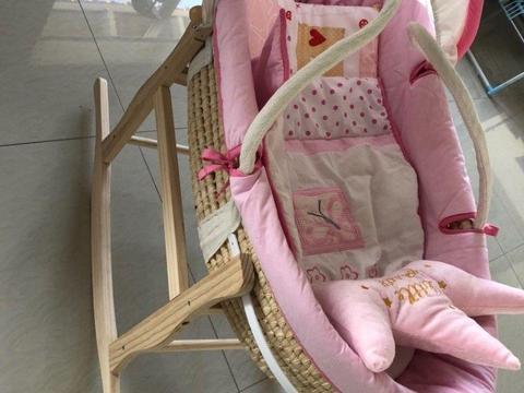Moses basket pink for sale