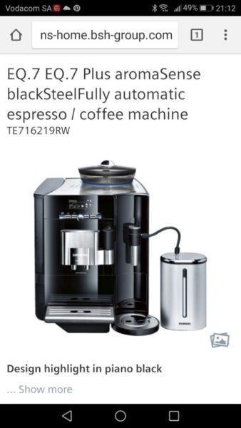 Siemens TE716219RW - One Touch Cappuccino - Bean to Cup - Auto Coffee Espresso Maker