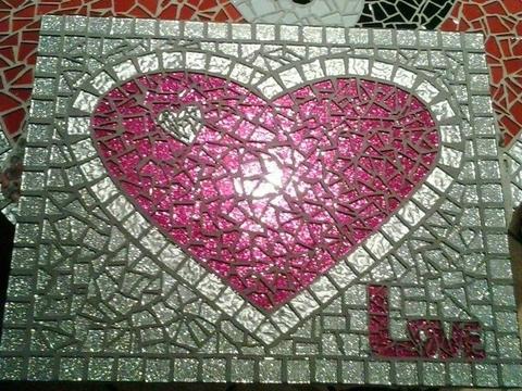 Heart mosaic pink