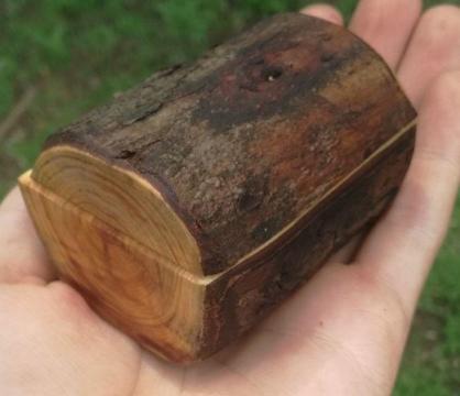 Homemade wooden rings and ring box