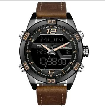 Naviforce Mens Multifunction Quartz Fashion Watch With Leather Band