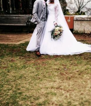Princess styled wedding gown and veil