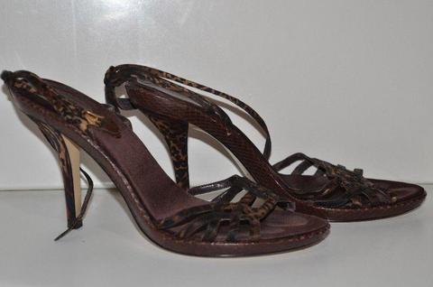 Fabulous Brown Nine West Strappy Heels (Size 6.5)