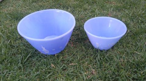 Blue milkglass bowls