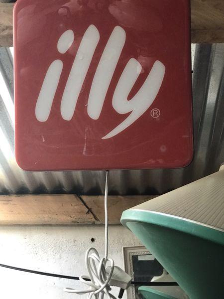 Antique ILLY sign how cool is the red and white has its plug!