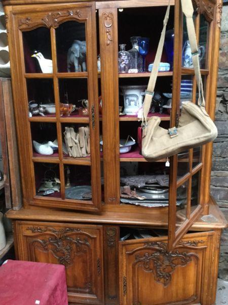 French OAK WHISKEY cabinet or use for display as has solid wood shelves