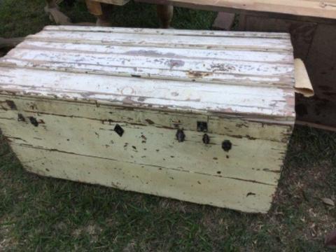 Antique chest shabby chic as is for your coffee table!