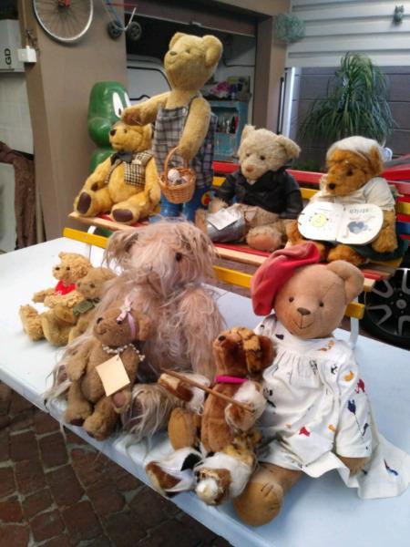 Collection of old teddy bears