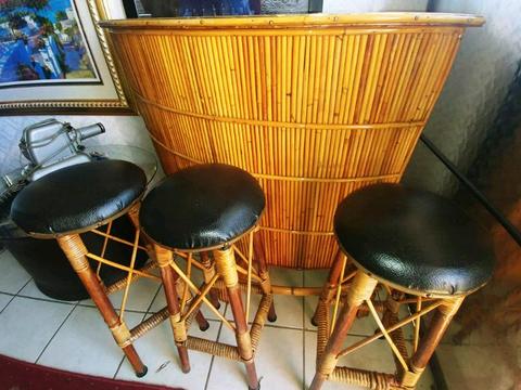 Cane bar and chairs