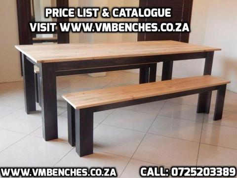 PATIO BENCHES and OUTDOOR FURNITURE, FULL PRICE LIST--- CATALOGUE visit --- WWW.VMBENCHES.CO.ZA