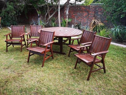 5 Seater Outdoor Patio Table, Teak wood AVAILABLE in Sunset Beach Cape Town