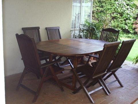Outdoor six seater Teak table and chairs set