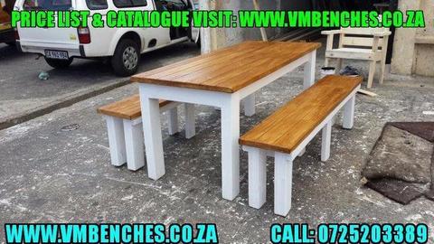 PATIO BENCHES and OUTDOOR FURNITURE, FULL PRICE LIST--- CATALOGUE visit --- WWW.VMBENCHES.CO.ZA