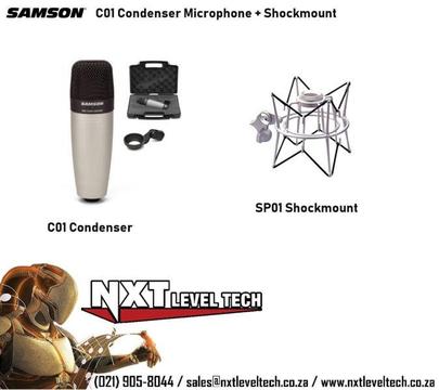Samson C01 Large Diaphragm Condenser Mic in Carry Case and SP01 Spider Shockmount
