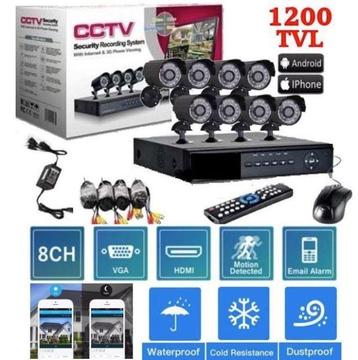 (Brand New) 8 Channel CCTV Kit + Remote Viewing 1200tvl CCTV