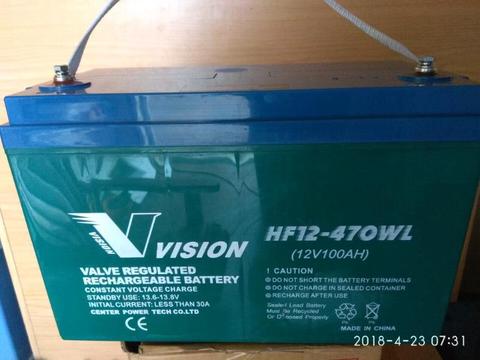 Vision Gel batteries 100ah 12V on Special