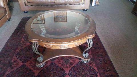 Solid Wood Coffee Table with Matching Accent Table