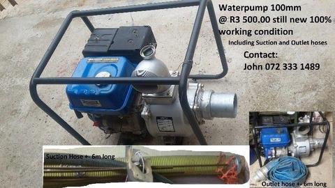 New waterpump 100mm + Suction Hose and Outlet Hose