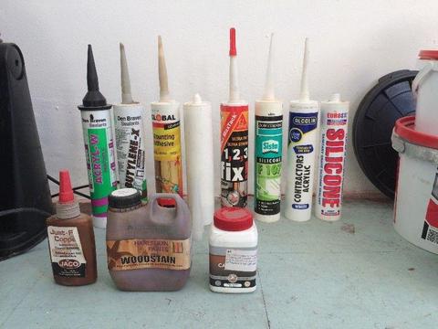 Various Sealants, Coats, Paints, Skirting, Wood & Dripsheets