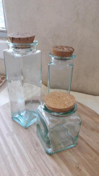 Set of jars with cork lids