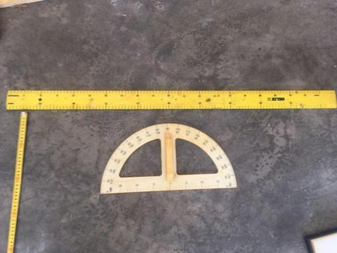 Chalk board ruler and protractor