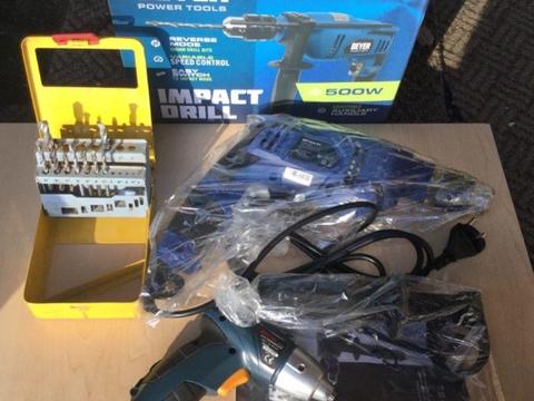 Brand new power drill (never used) plus xtra goodies