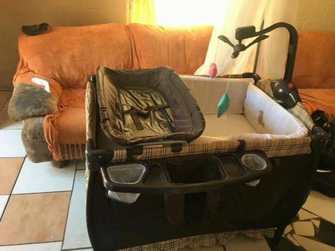 Camping cot and jogging pram for sale