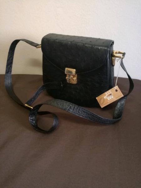 Genuine ostrich leather handbag