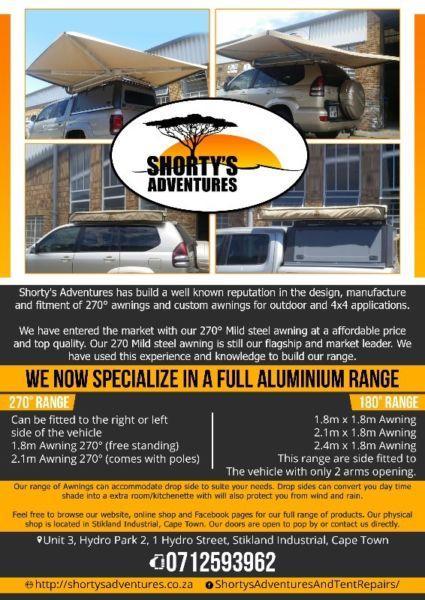 270 degree mild steel awning: Shorty's Adventures