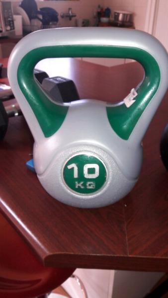 10kg kettle bell green and grey plastic coated