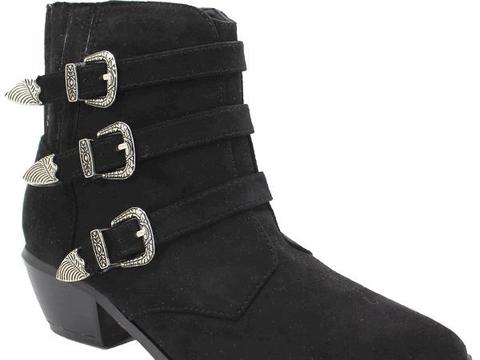 Silver buckle ankle boots black - Hot