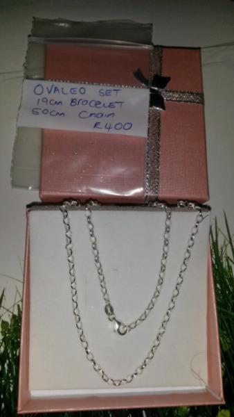925 original silver chain & bracelet set R400