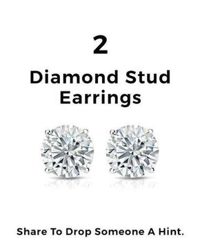 2 Diamond Stud Earrings, Certified Diamond Jewellery - NEW